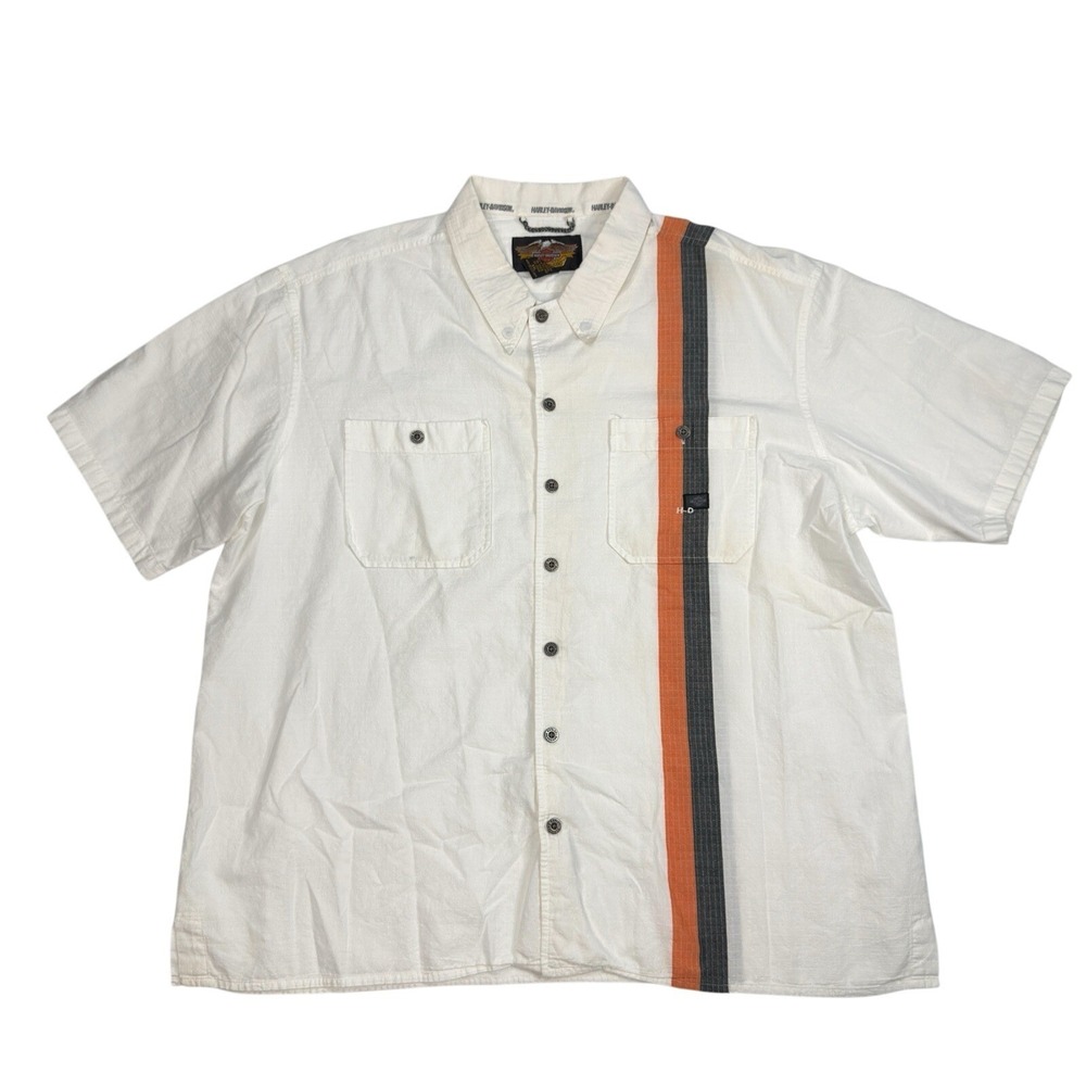 Vintage Harley Davidson‎ Button Up Shirt Mens Size XL Motorcycle Biker White